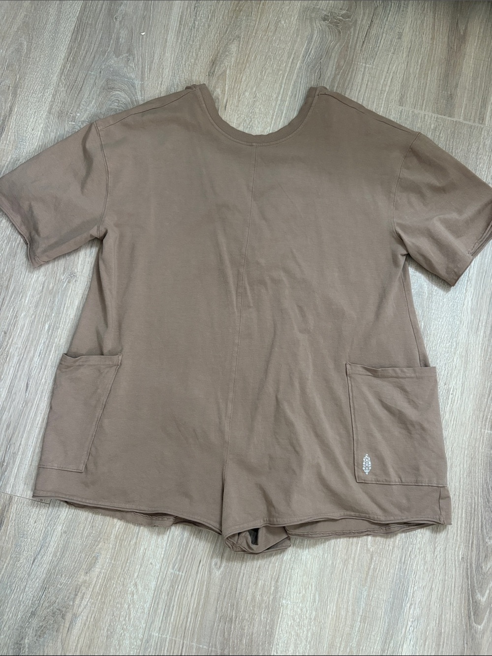 Free People Short Sleeve Pocket Romper in Brown